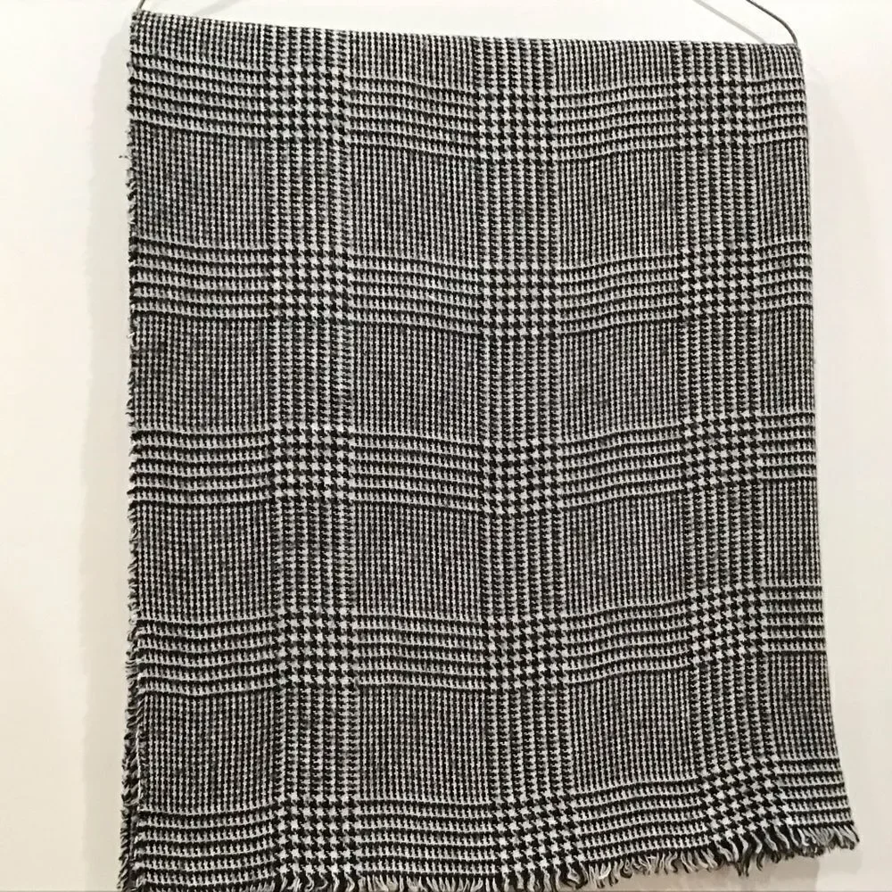 Plaid Winter Scarf, Black/White, Zara